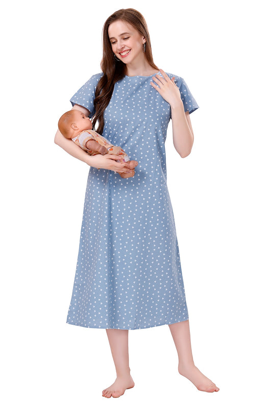 Heart Feeding Nighty - Blue
