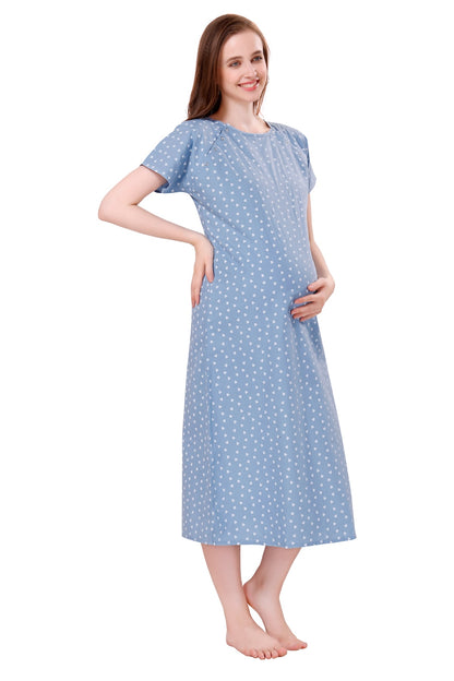 Heart Feeding Nighty - Blue