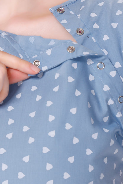 Heart Feeding Nighty - Blue