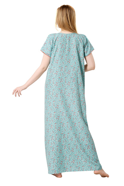 Pleated Feeding Night Gown - Blue