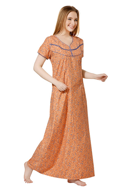 Pleated Feeding Night Gown - Orange