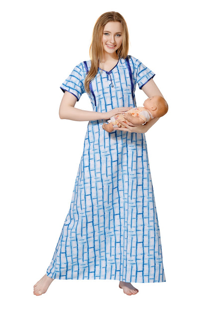 Printed Feeding Nighty - Blue