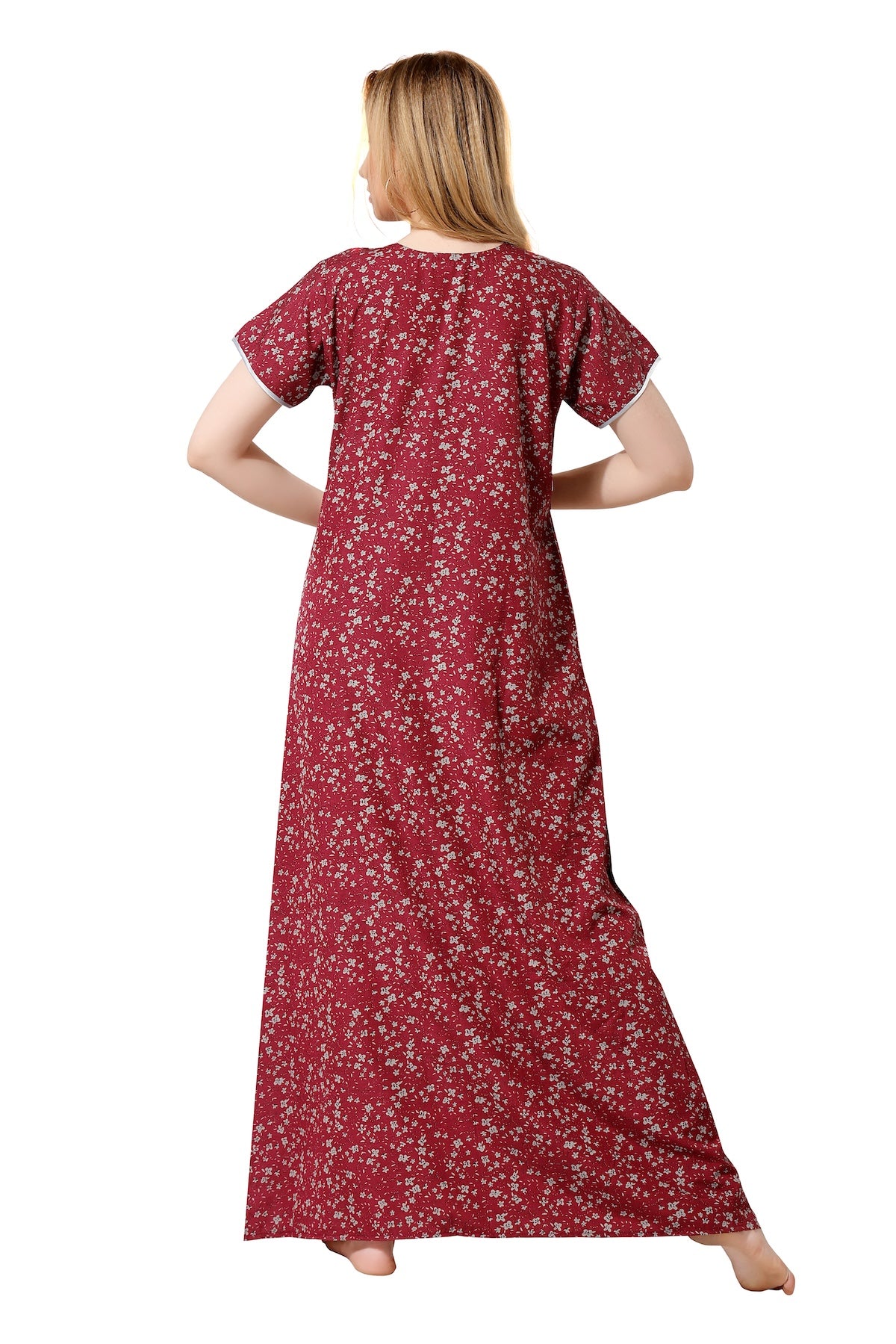 Printed Feeding Nighty - Maroon