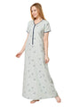 Front Zipper Printed Nighty - Green