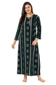 Printed Full Sleeves Nighty - Green