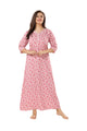 Floral Full Sleeves Night Gown - Peach