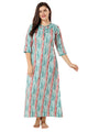 Floral Full Sleeves Night Gown - Green