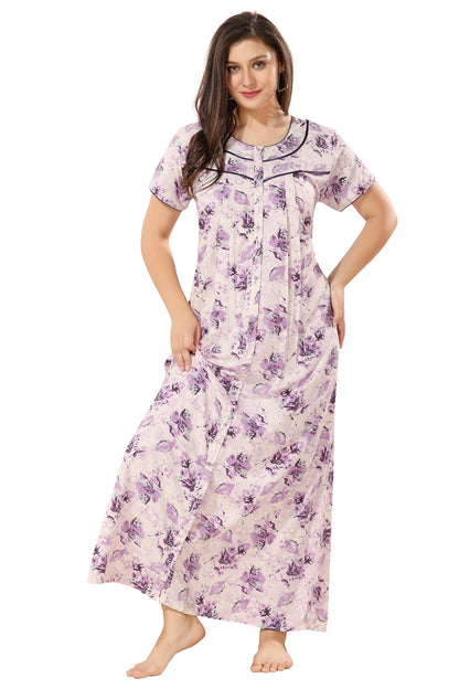 Floral Plus Size Nighty - Purple