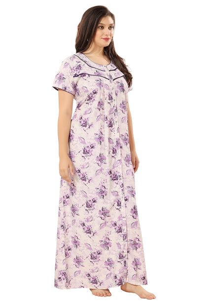 Floral Plus Size Nighty - Purple