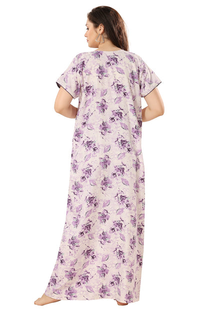 Floral Plus Size Nighty - Purple