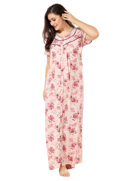 Floral Plus Size Nighty - Red