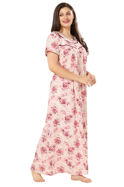 Floral Plus Size Nighty - Red
