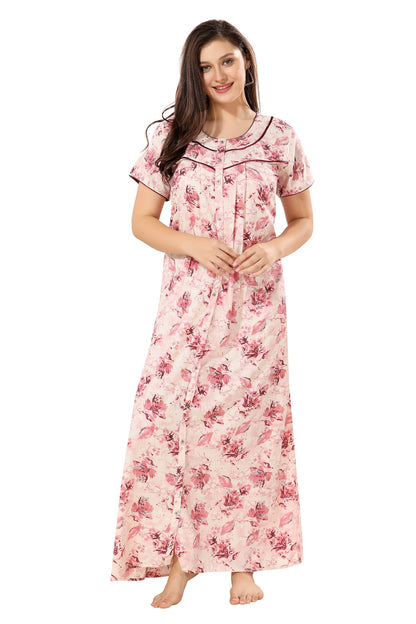Floral Plus Size Nighty - Red