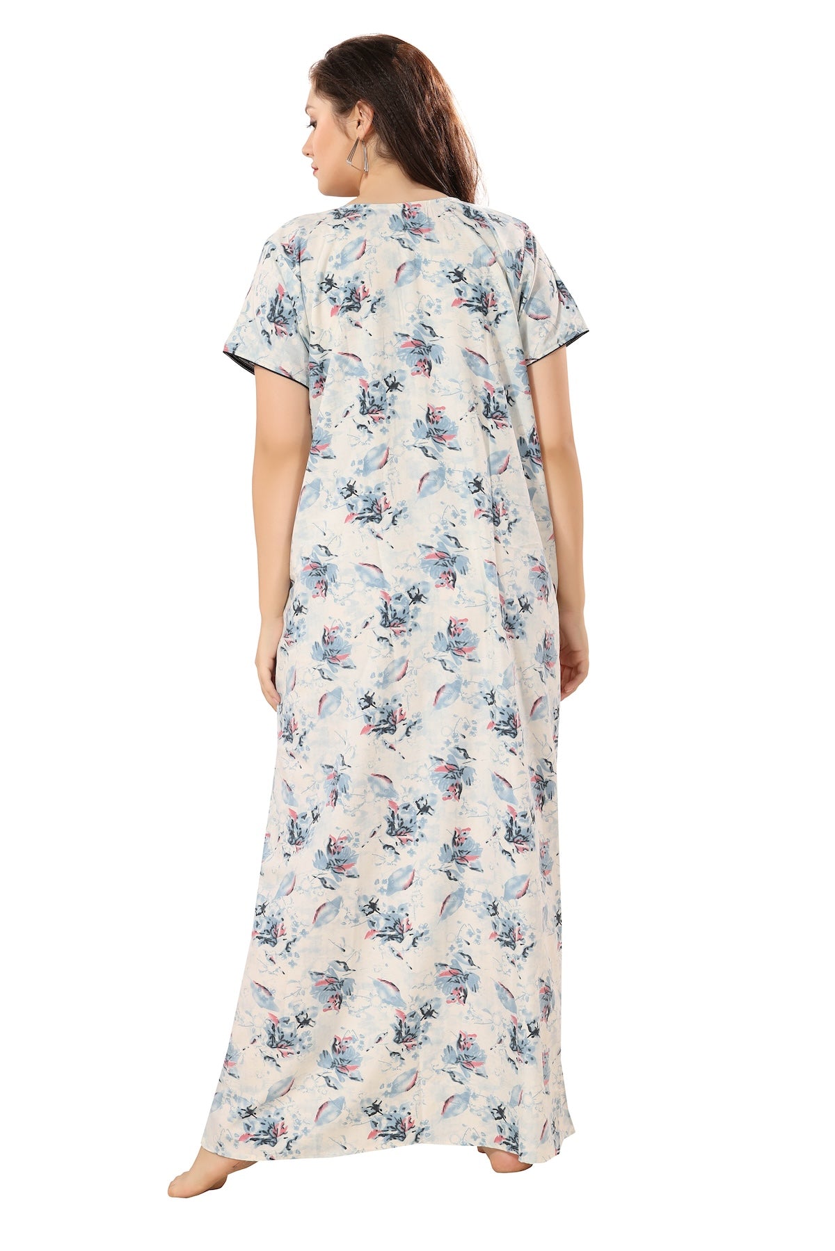 Floral Plus Size Nighty - Blue