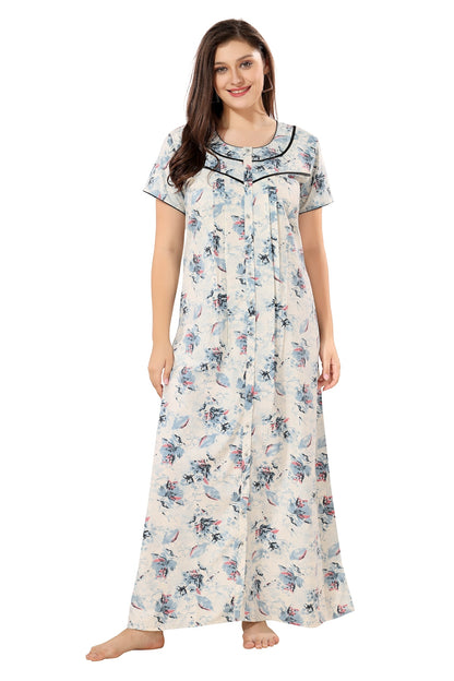 Floral Plus Size Nighty - Blue