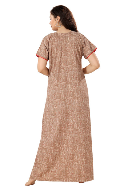 Front Zipper Plus Size Nighty - Brown