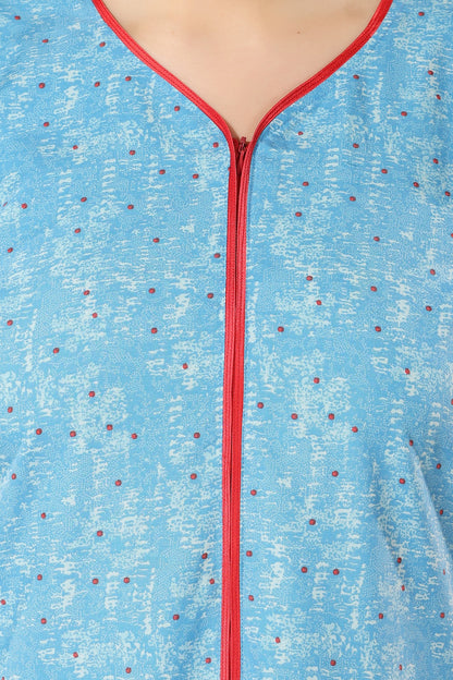 Front Zipper Plus Size Nighty - Blue