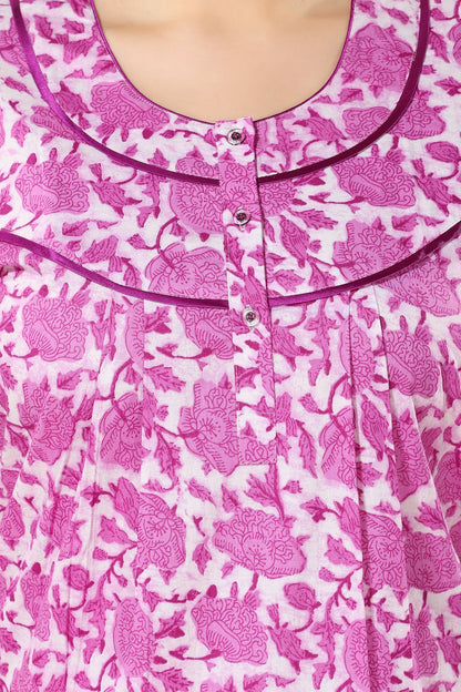 Front Open Plus Size Nighty - Purple