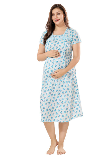 Cute Penguin Feeding Nightdress - Blue