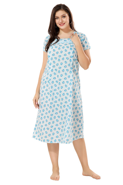 Cute Penguin Feeding Nightdress - Blue
