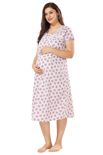 Cute Penguin Feeding Nightdress - Purple