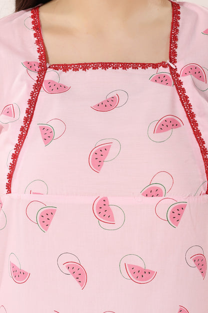 Cute Watermelon Feeding Nightdress - Pink