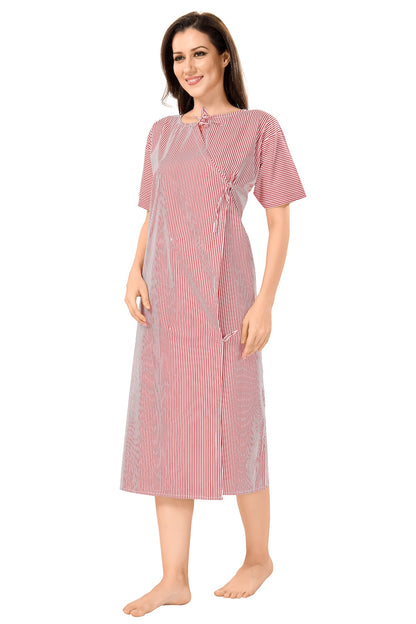 Patient Gown Wrap Around Style - Red