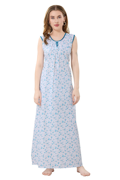 Summer Cool Sleeveless Nighty - Blue