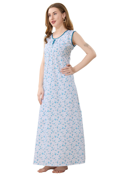 Summer Cool Sleeveless Nighty - Blue