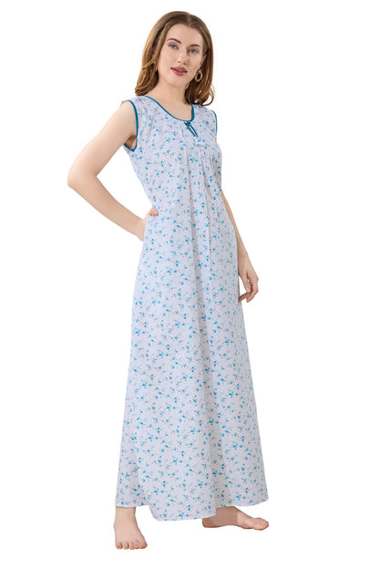 Summer Cool Sleeveless Nighty - Blue