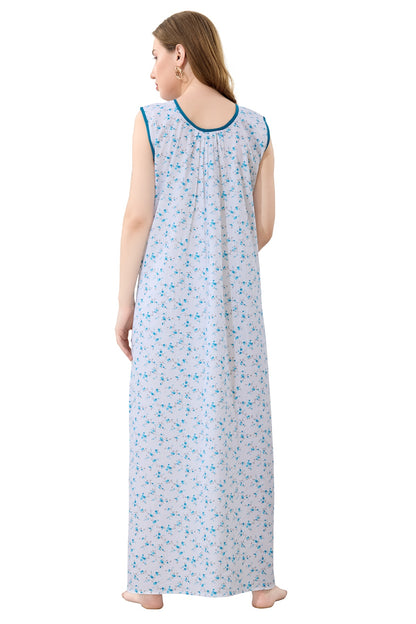 Summer Cool Sleeveless Nighty - Blue