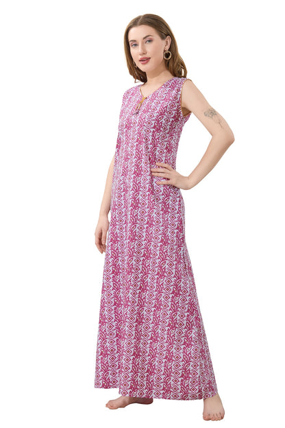 Summer Vibe Sleeveless Nighty - Pink