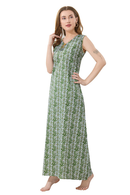Summer Vibe Sleeveless Nighty - Green