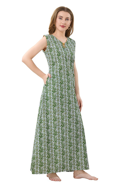 Summer Vibe Sleeveless Nighty - Green