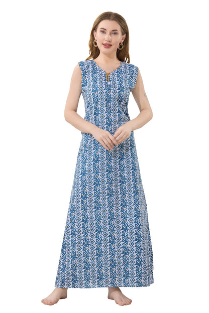 Summer Vibe Sleeveless Nighty - Blue