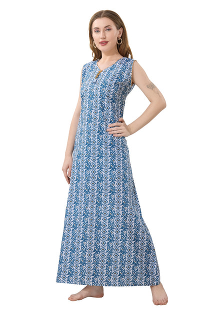 Summer Vibe Sleeveless Nighty - Blue