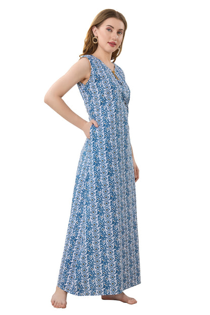 Summer Vibe Sleeveless Nighty - Blue