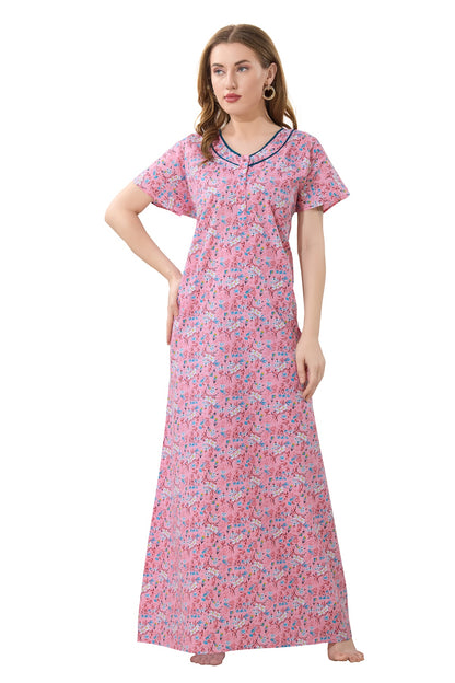 Floral Plus Size Nighty - Pink
