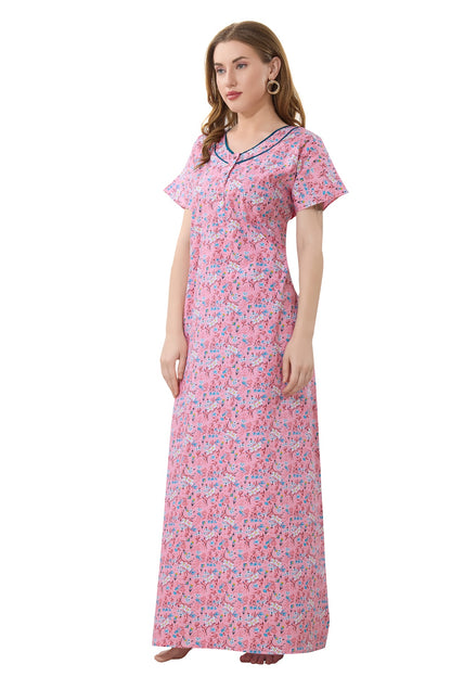 Floral Plus Size Nighty - Pink