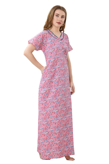 Floral Plus Size Nighty - Pink