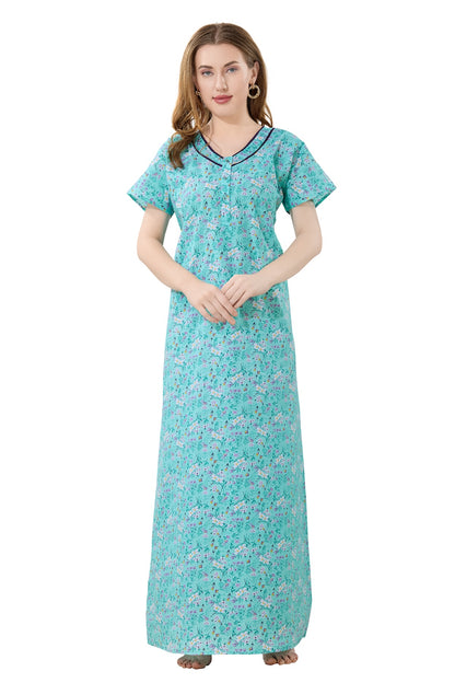 Floral Plus Size Nighty - Green