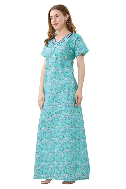 Floral Plus Size Nighty - Green
