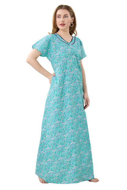 Floral Plus Size Nighty - Green