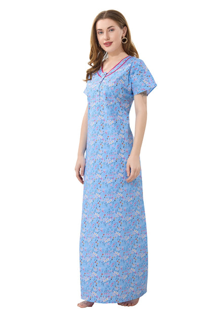 Floral Plus Size Nighty - Blue