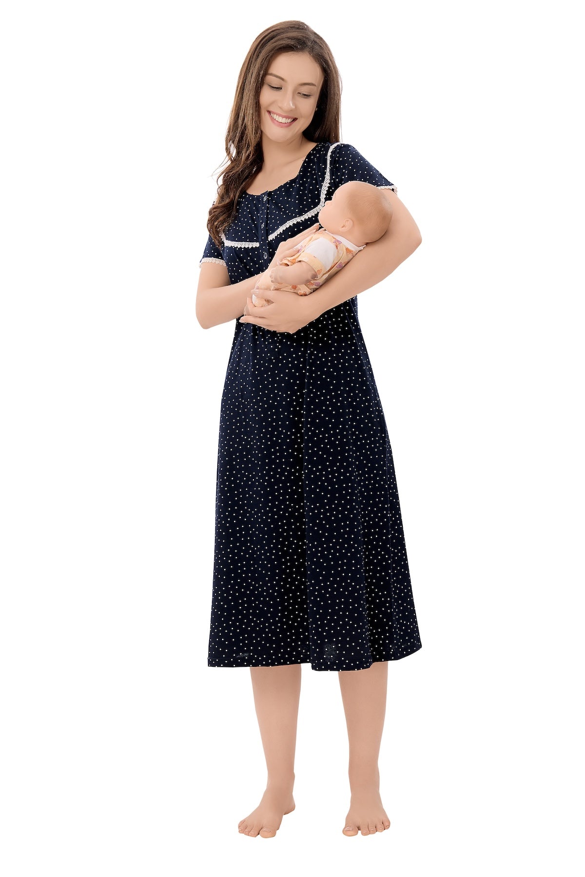 Polka Maternity Dress - Blue