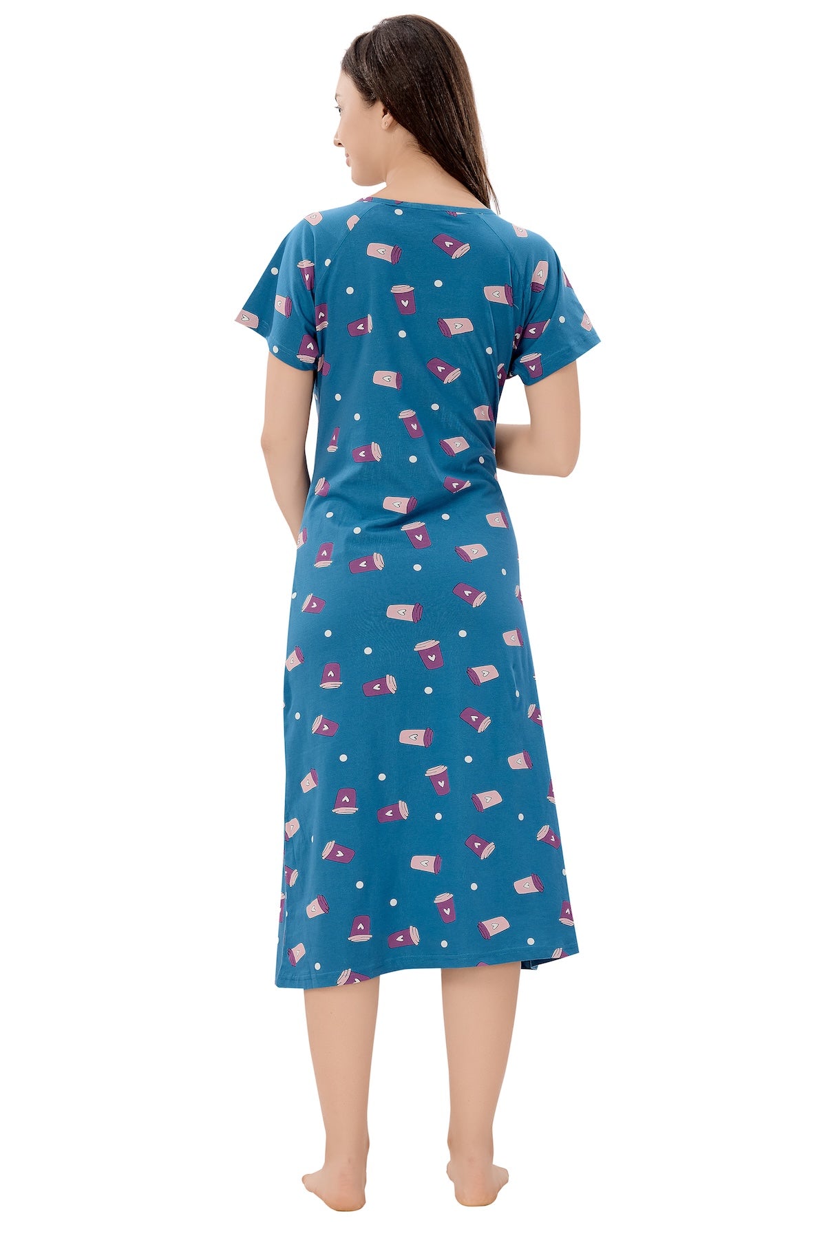 Coffee Mania Maternity Dress - Blue