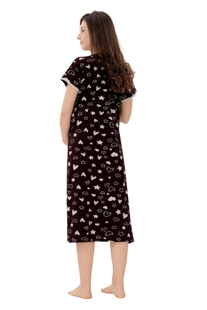 Heart n Star Maternity Dress - Brown