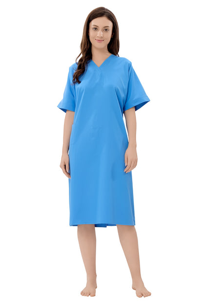 Hospital Patient Gown - Back Open - Unisex - Blue
