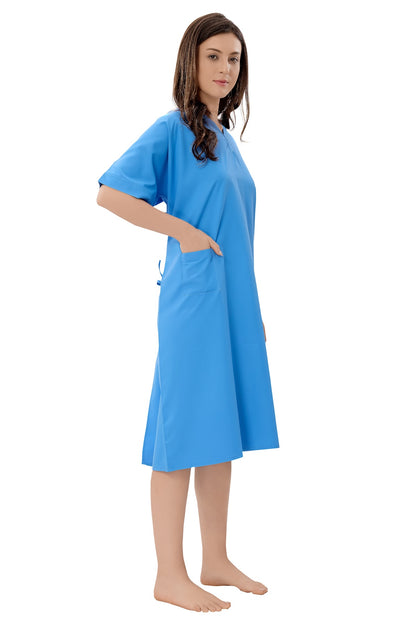 Hospital Patient Gown - Back Open - Unisex - Blue