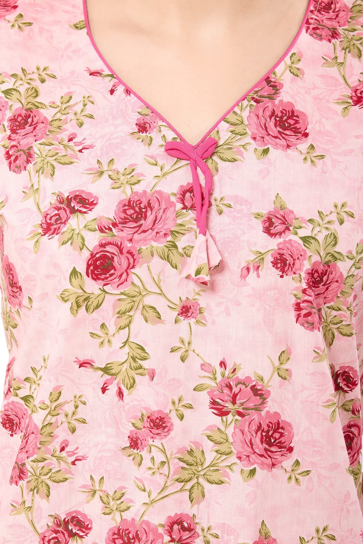Floral Sleeveless Nighty - Pink